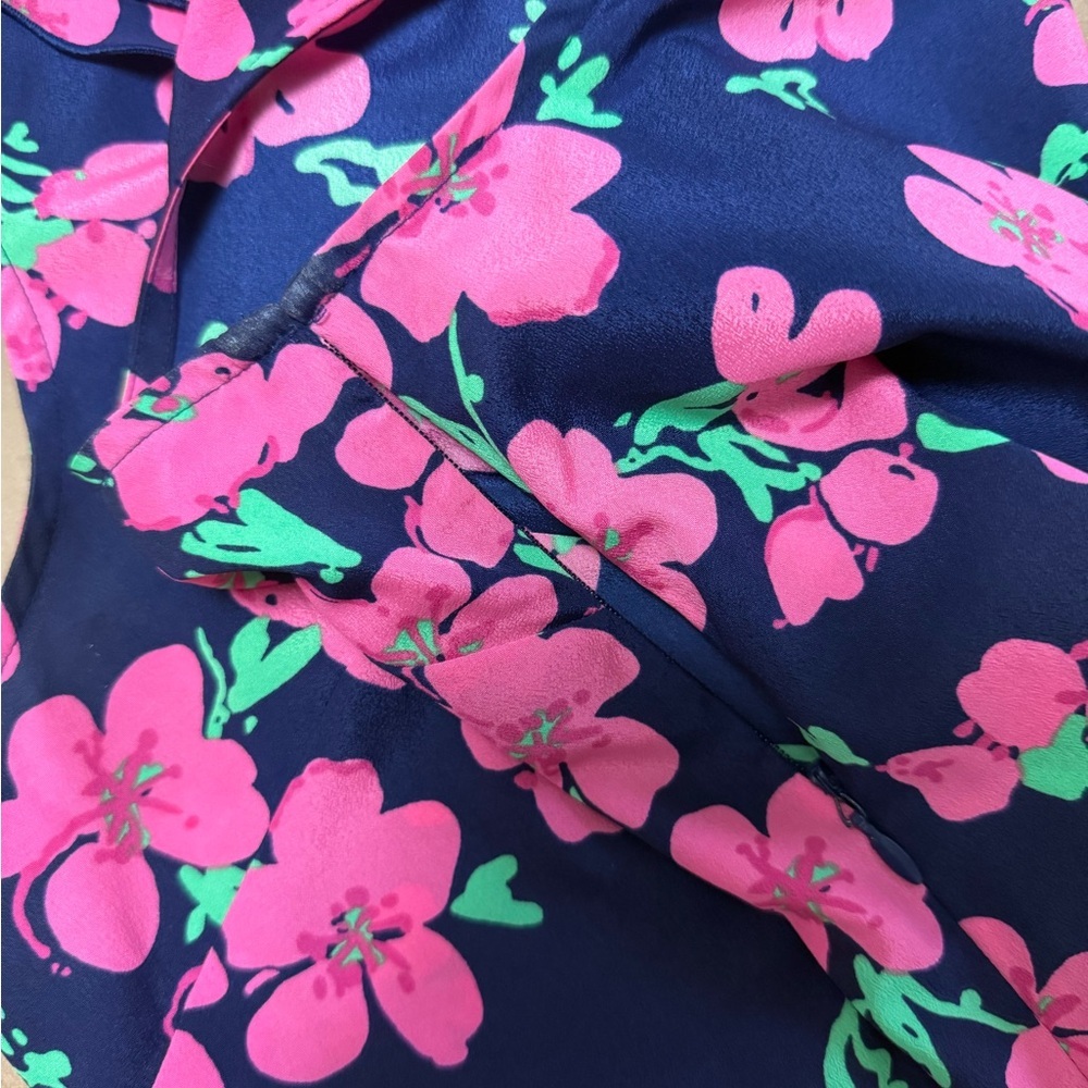 Lilly Pulitzer Allison Floral Ruffle Sleeveless Blouse V-Neck Preppy Spring - Picture 6 of 9